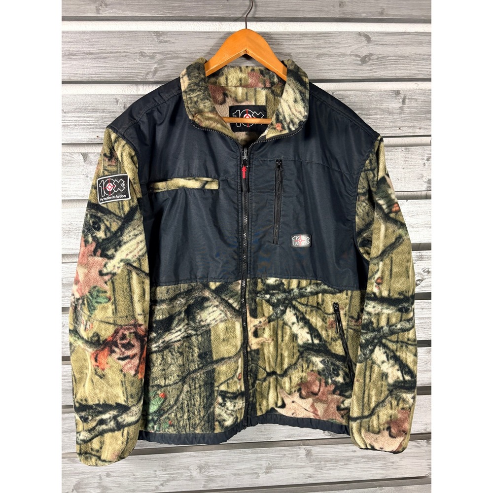 10x Camo Fleece Jacket Mens XL Full Zip Hunting Outdoor Camouflage Camo vtg